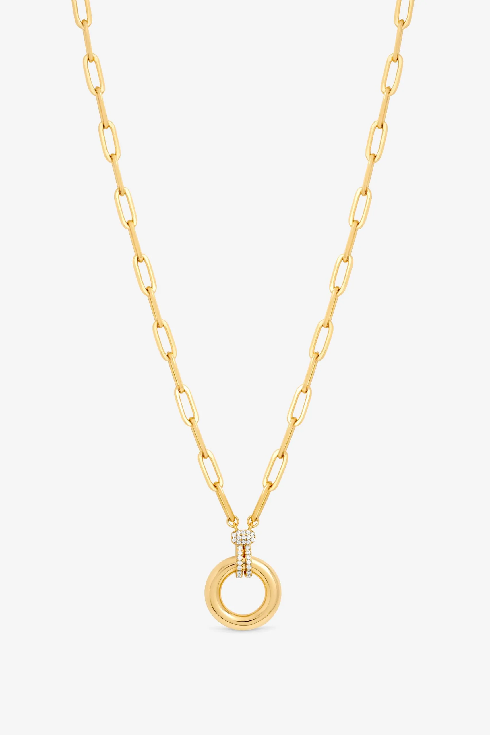 18K Gold Plated and Pave Link Chain Necklace