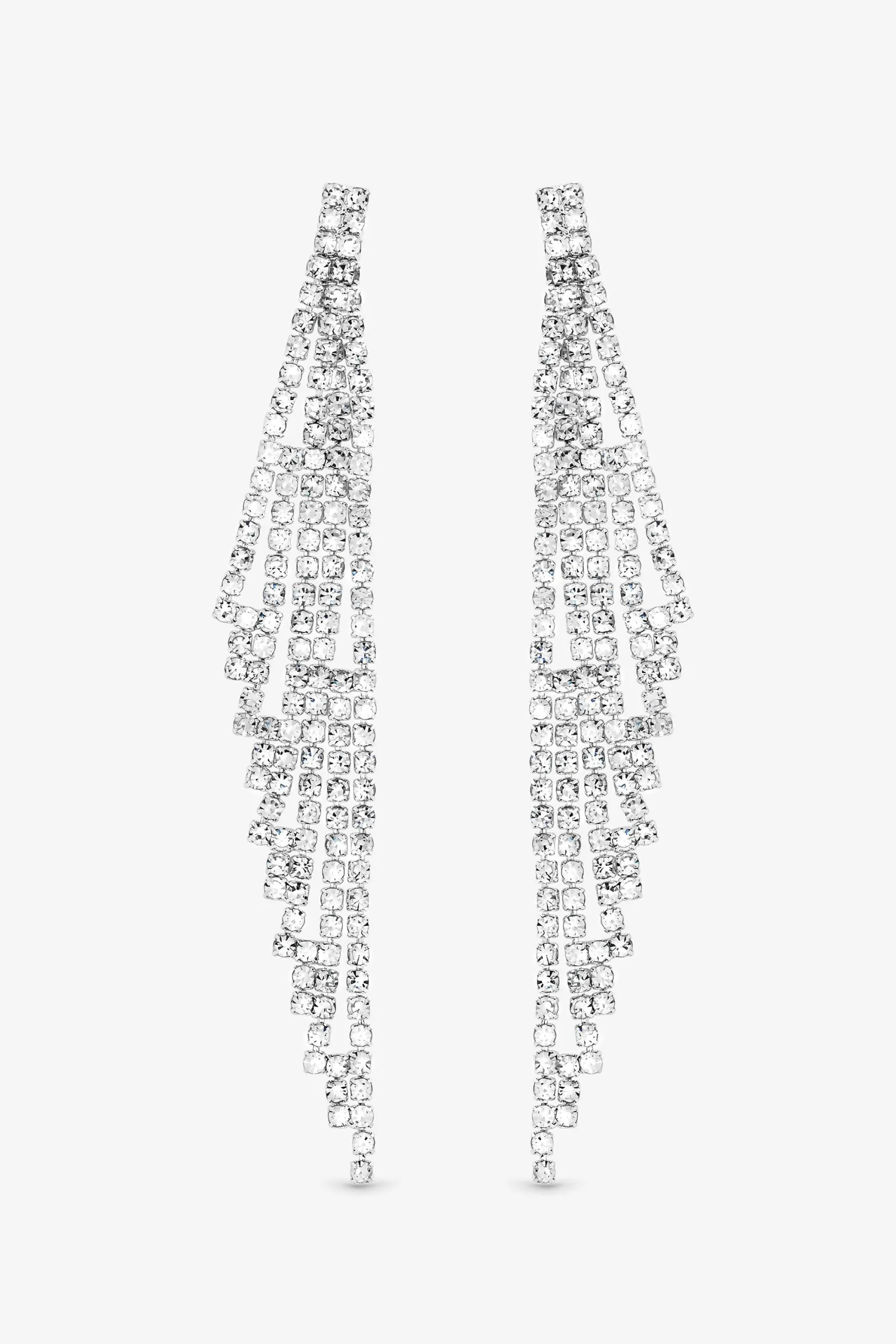 Silver Plated and Crystal Statement Drop Earrings