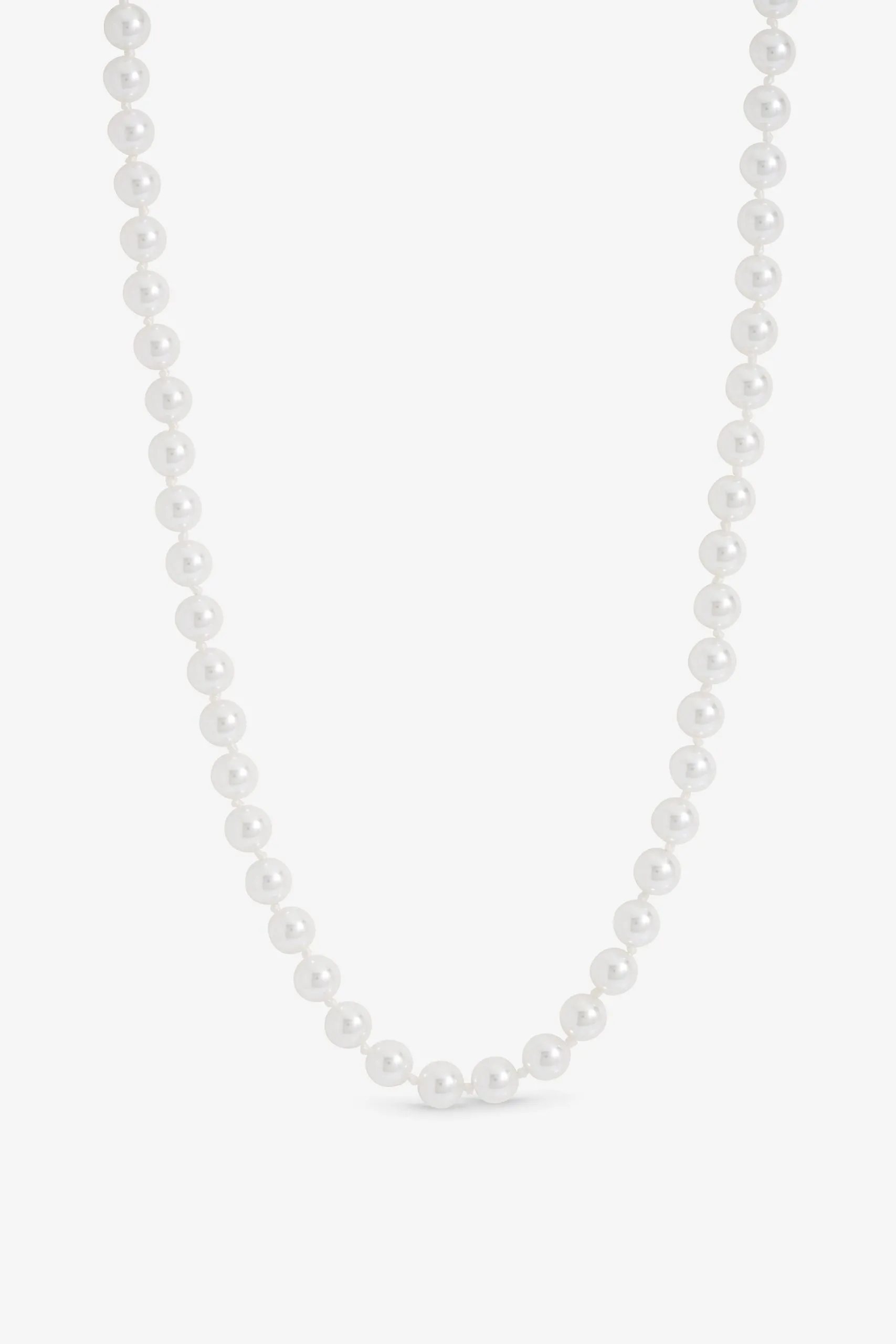 Silver Plated 6mm Knotted Pearl Necklace
