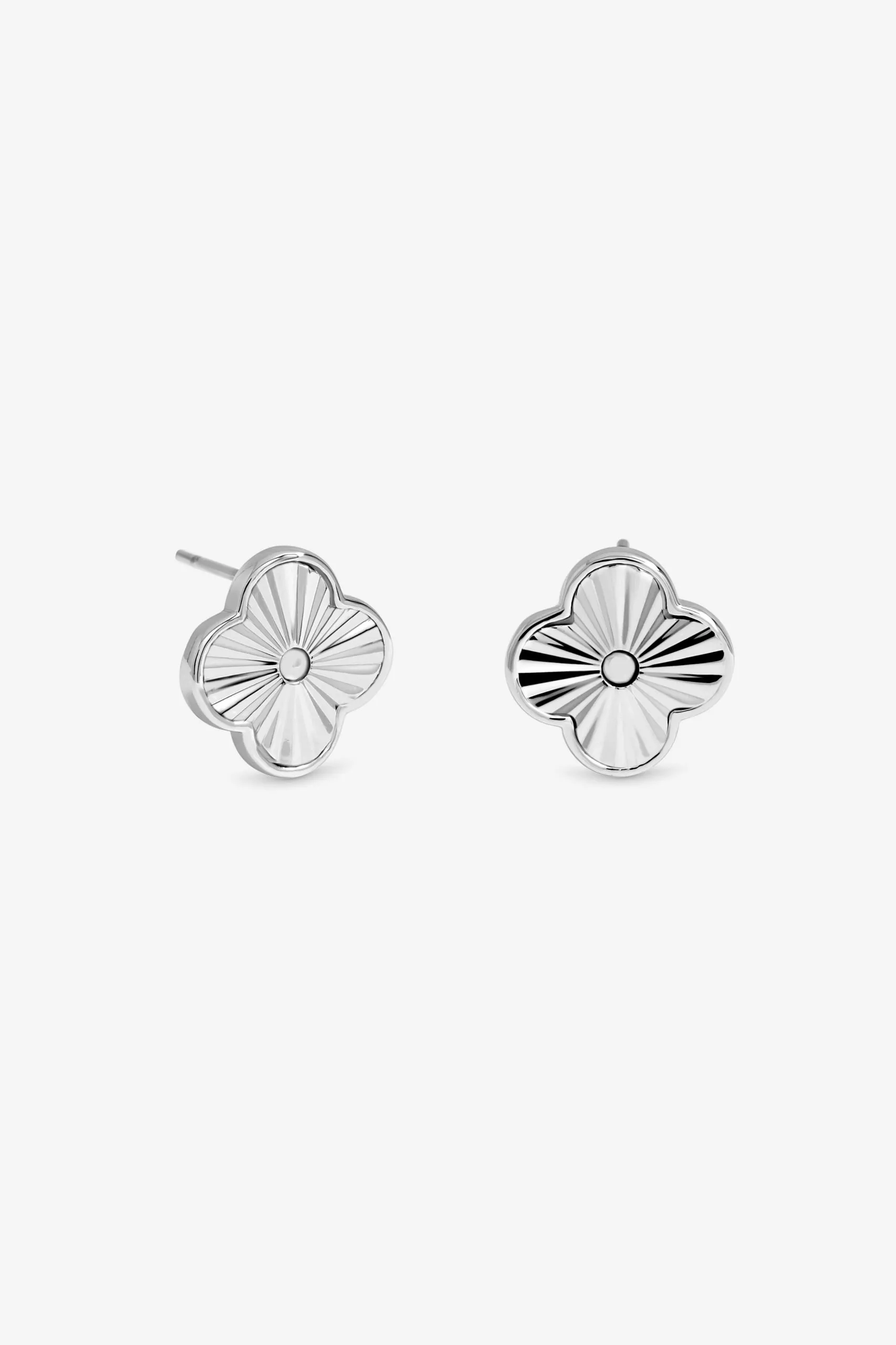 Silver Plated Diamond Cut Clover Earrings