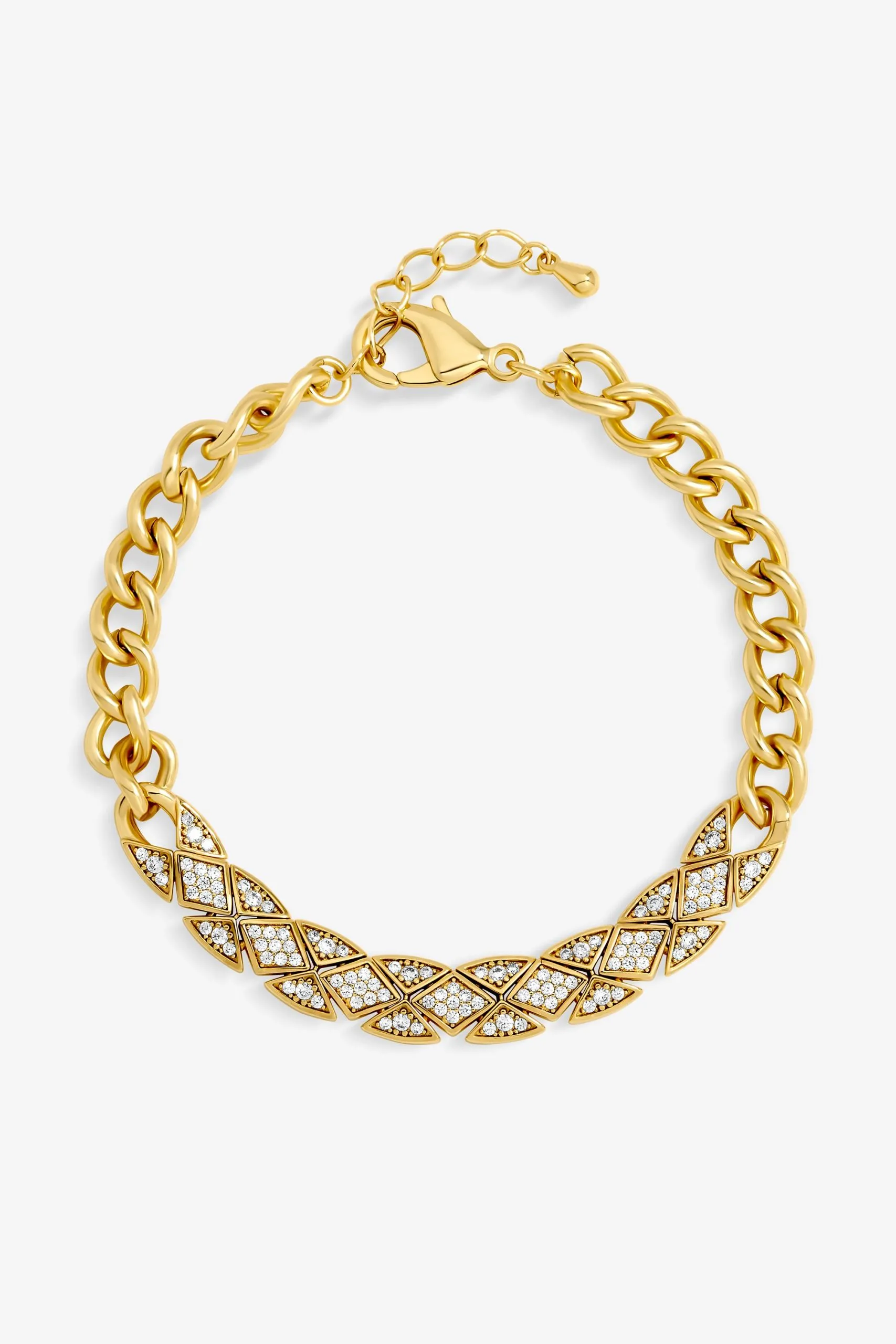14K Gold Plated and Pave Link  Bracelet