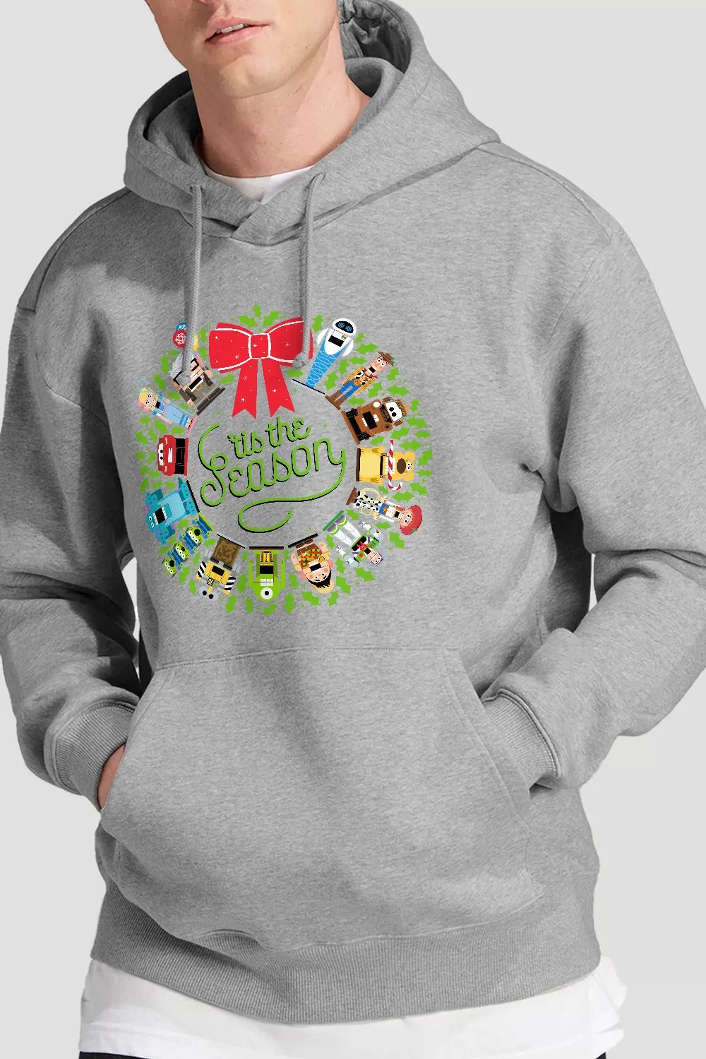 Toy Story Christmas Wreath Toy Story, Monsters Inc., Cars, Up Hoodie Light Grey