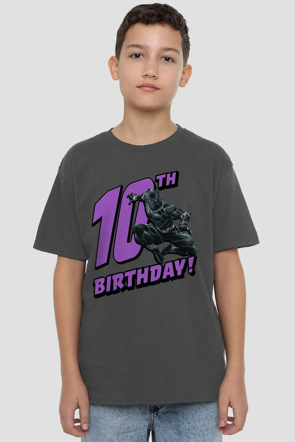 Black Panther Birthday 10  Kids T-Shirt Charcoal