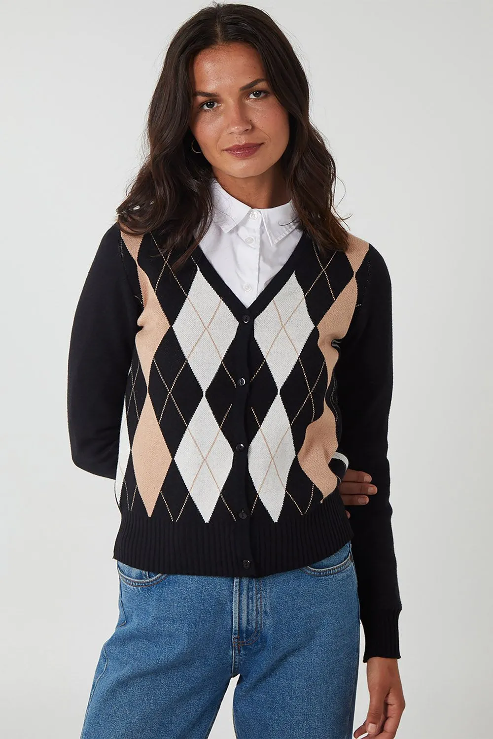 Argyle Button Through Cardigan