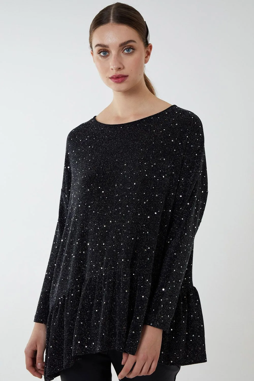 Asymmetric Hem Batwing Oversized Top