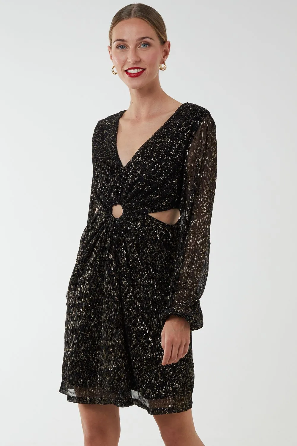 V-Neck Long Sleeve Dress