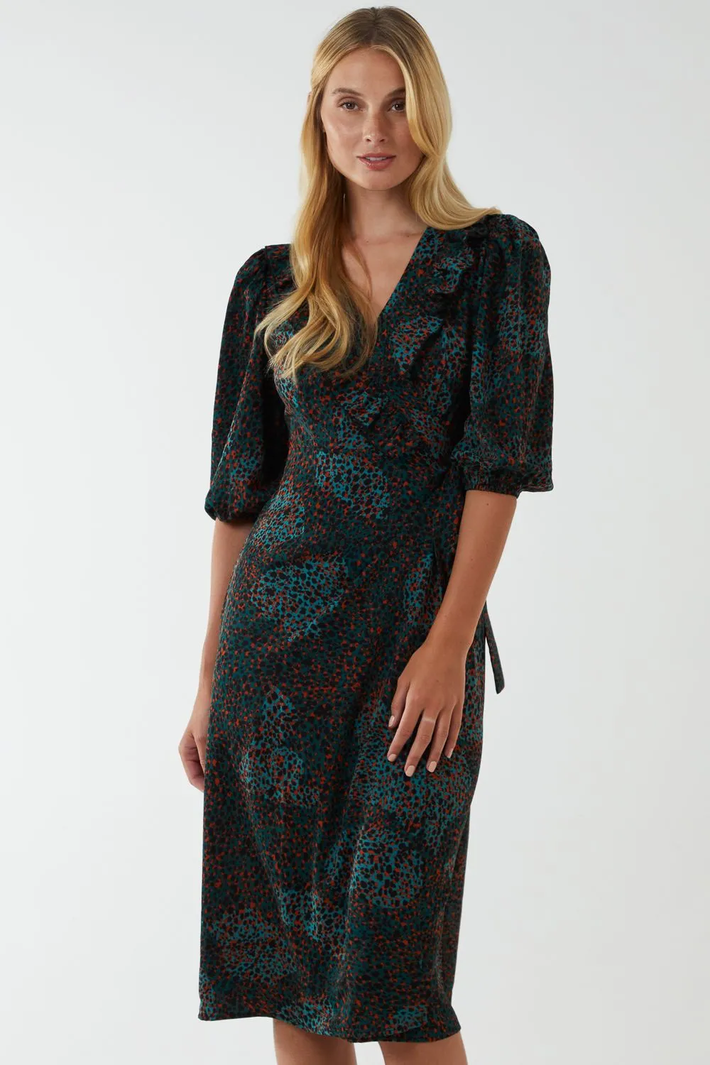 Ruffle Front Wrap Dress