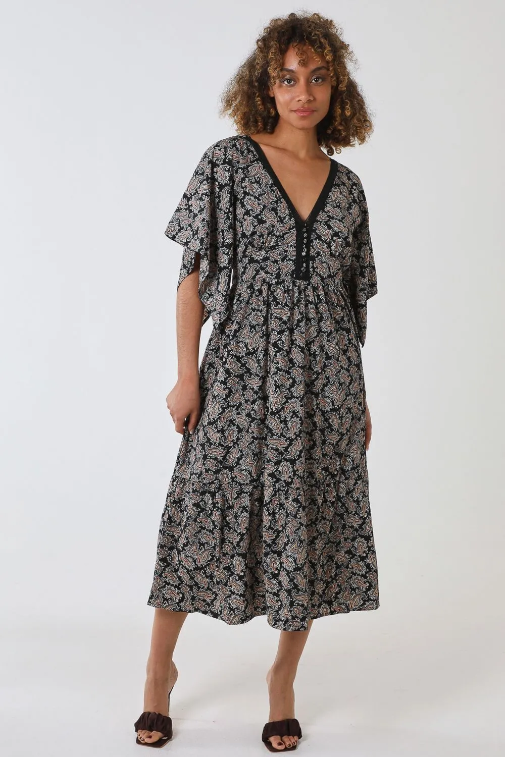 Corchet Bust Kimono Sleeve Dress