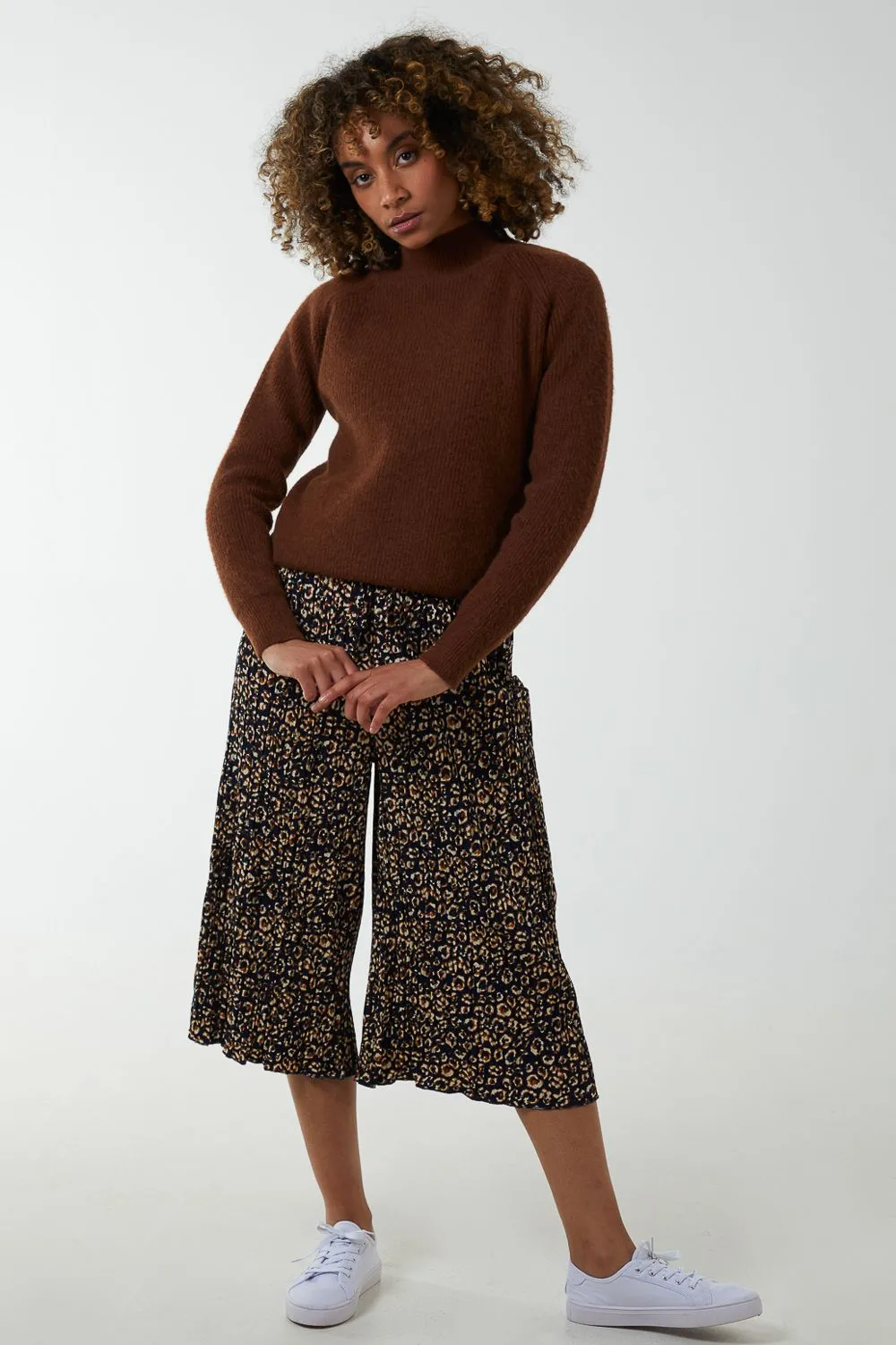 Animal Print Cropped Trousers