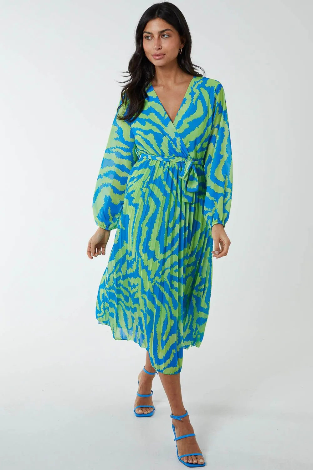 Swirl Pleated Print Dress