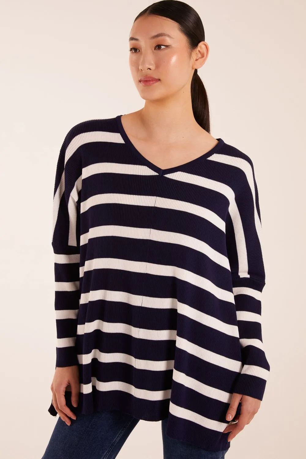 V Neck Striped Sailor Jumper