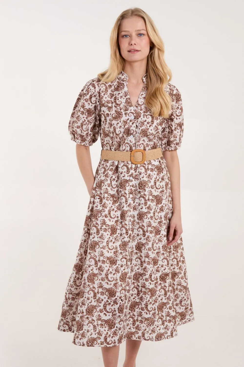V Front Belted Dress