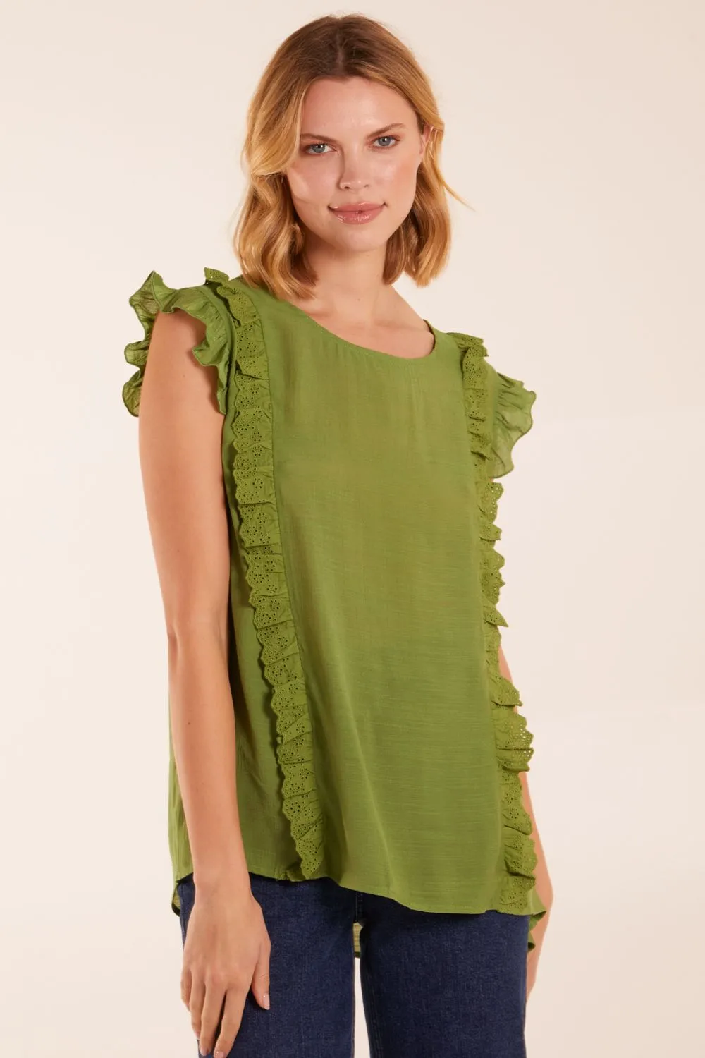Button Back Frill Top