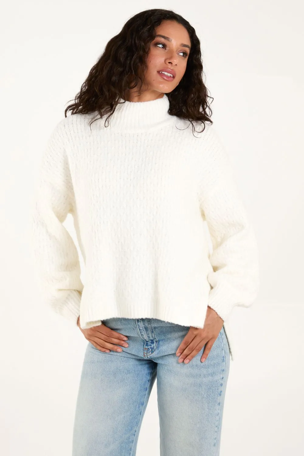 Textured High Neck Jumper