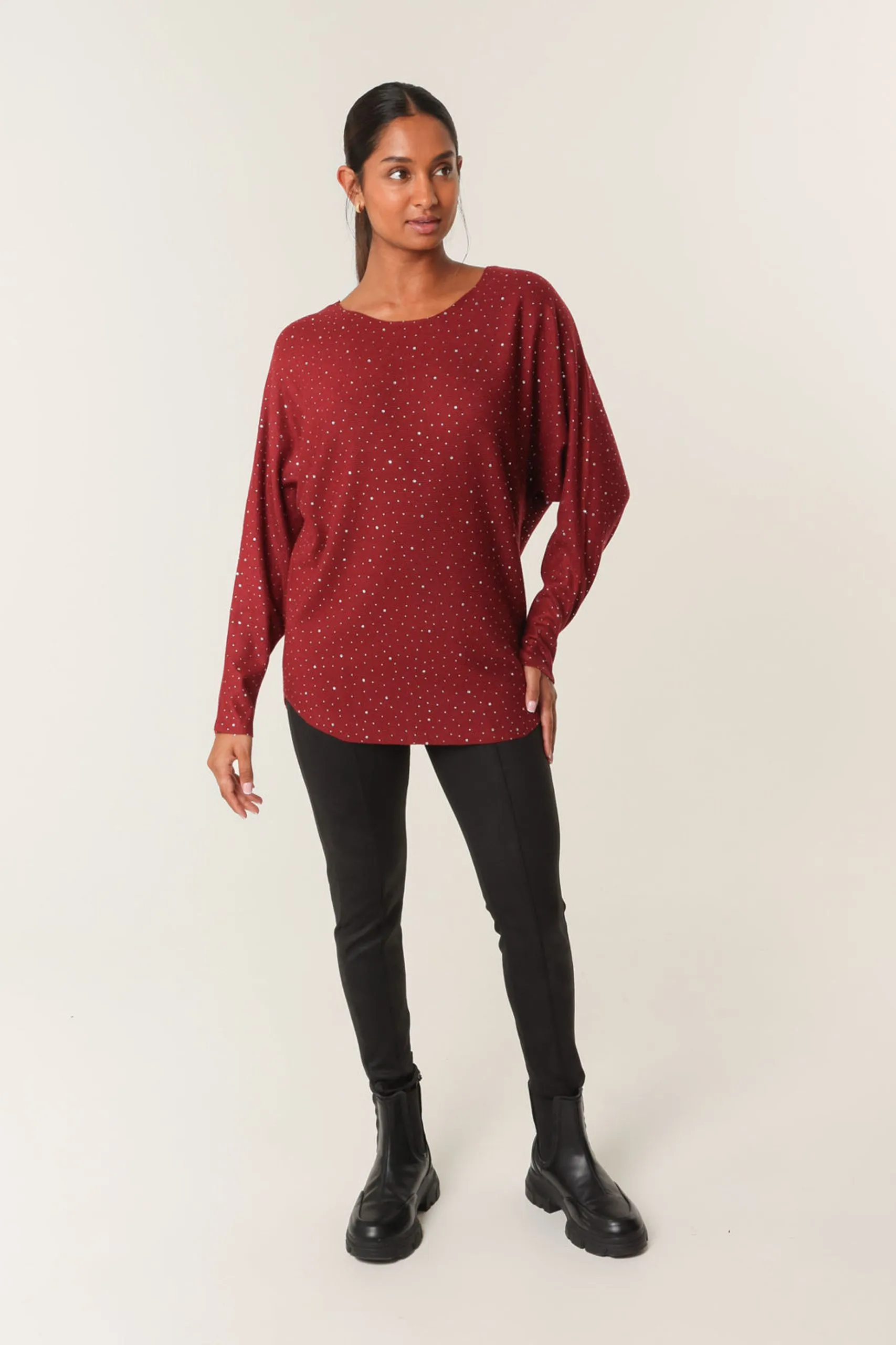 Red Jumper With Silver Rhinestones