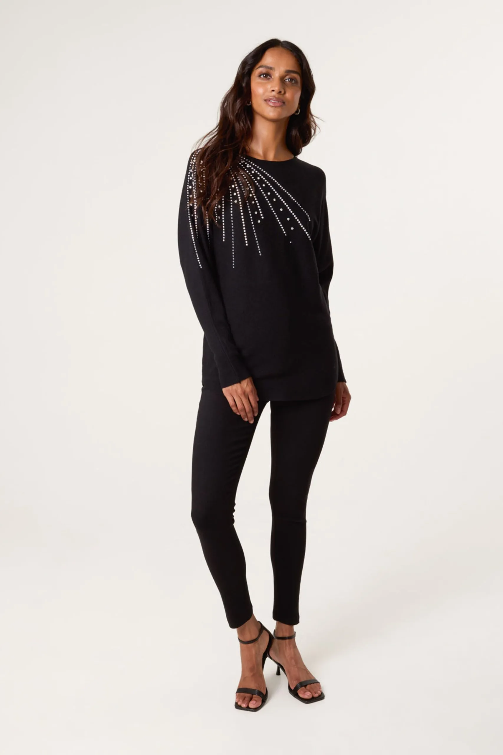 Black Jumper With Shoulder Embellishment