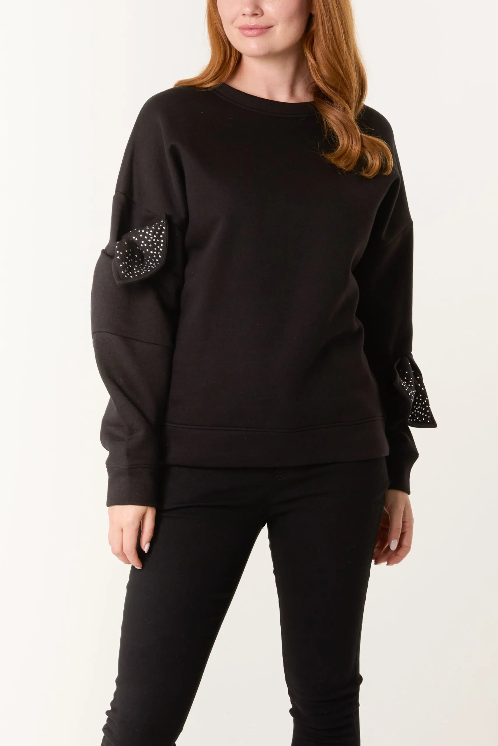 Black Bow Sleeve Sweatshirt
