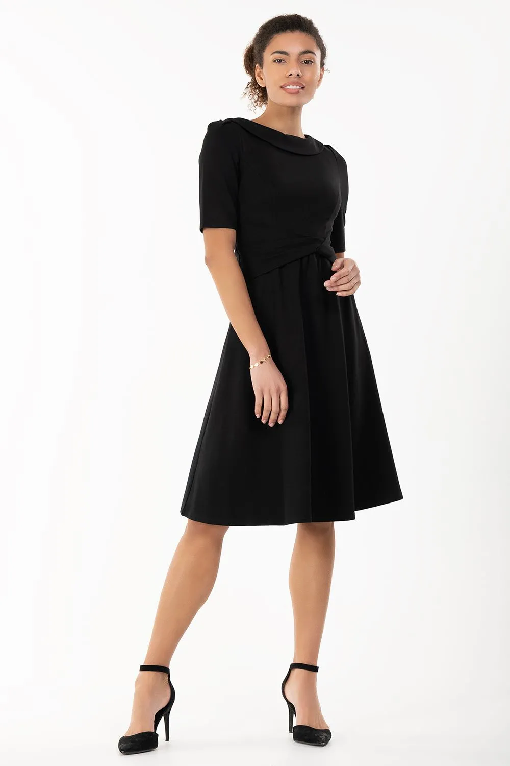 Aleece Fold Neck 50s Dress