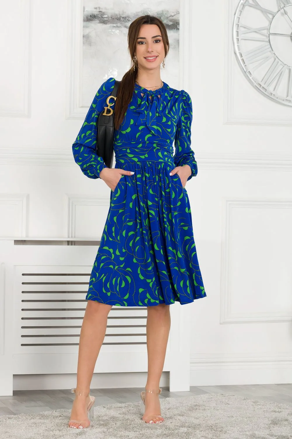 Allyn Long Sleeve Bow Neck Dress