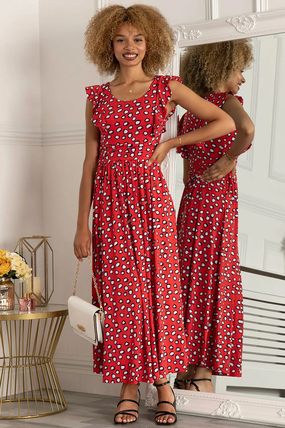 Adalena Frill Shoudler Maxi Dress