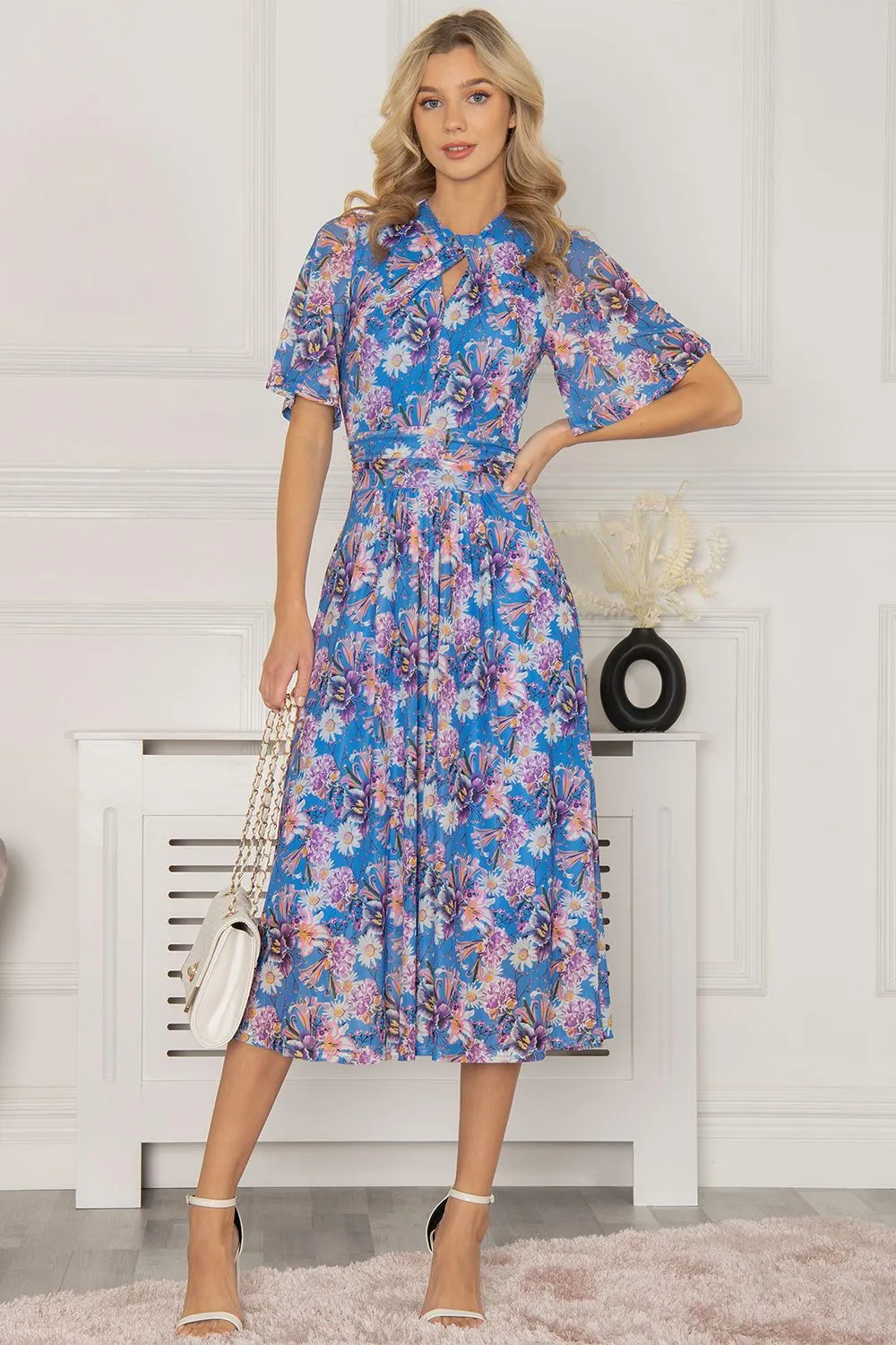 Danika Keyhole Neck Mesh Dress