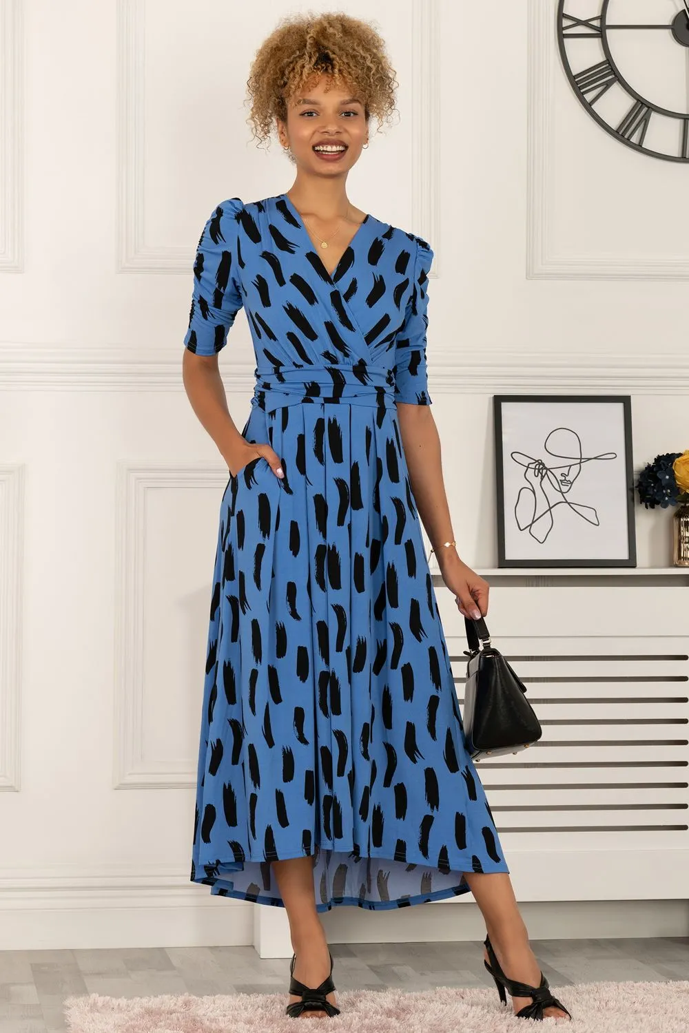 Quanna Stroke Print Jersey Maxi Dress
