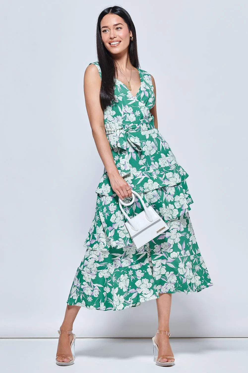 Della Crepe Frill Hem Maxi Dress