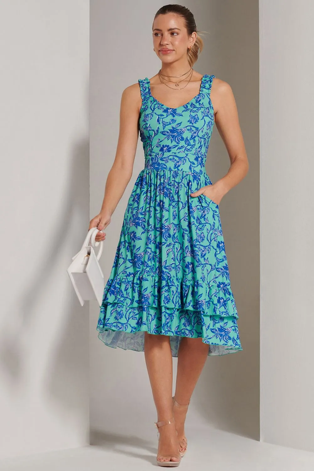 Gabriel Tiered Sleeveless Jersey Dress