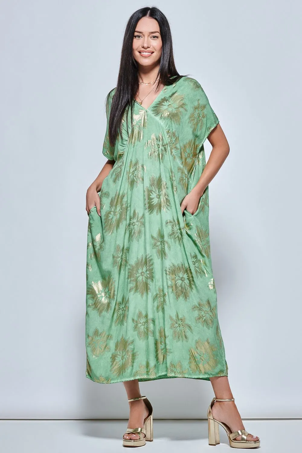 Short Sleeve Tunic Holiday Maxi Dress