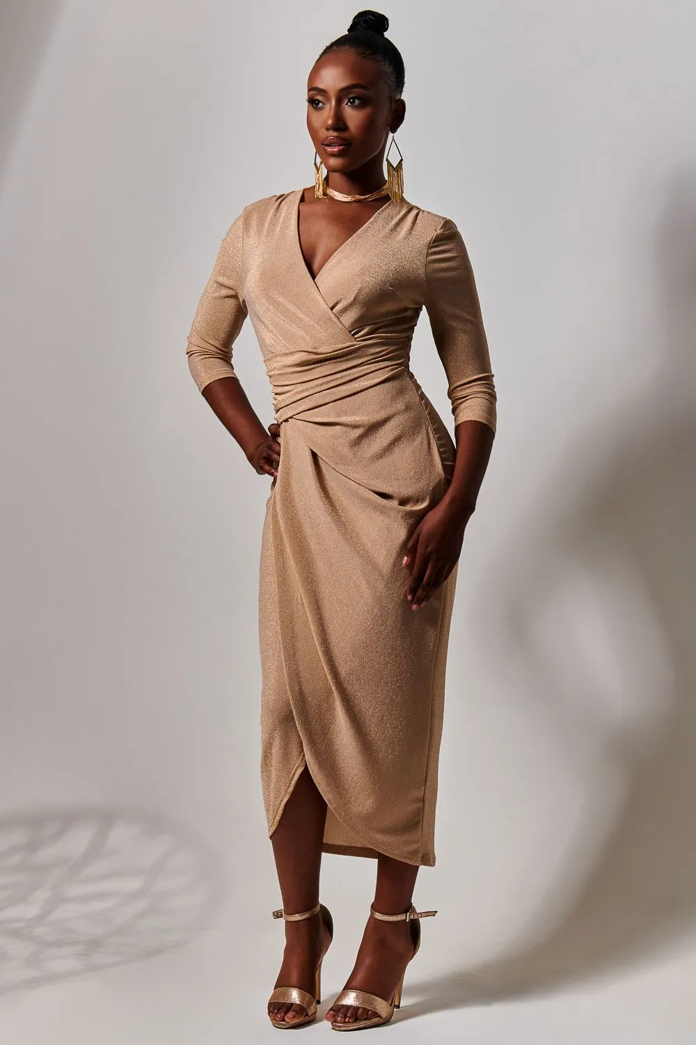 Wrap Sparkly Maxi Bodycon Dress