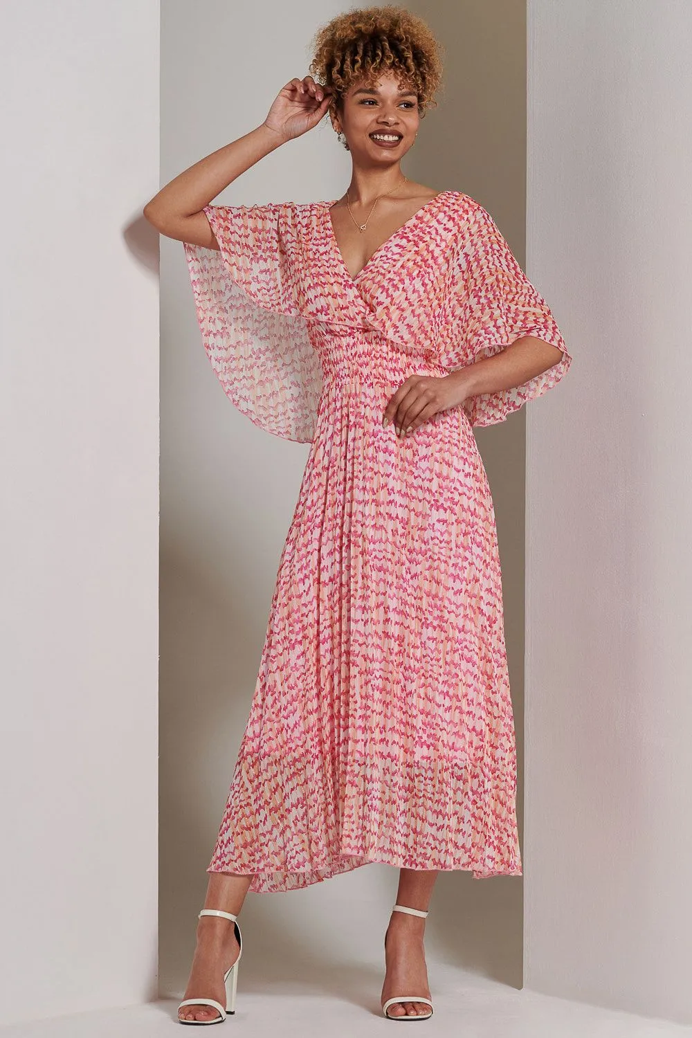 Kyra Pleated Chiffon Maxi Dress