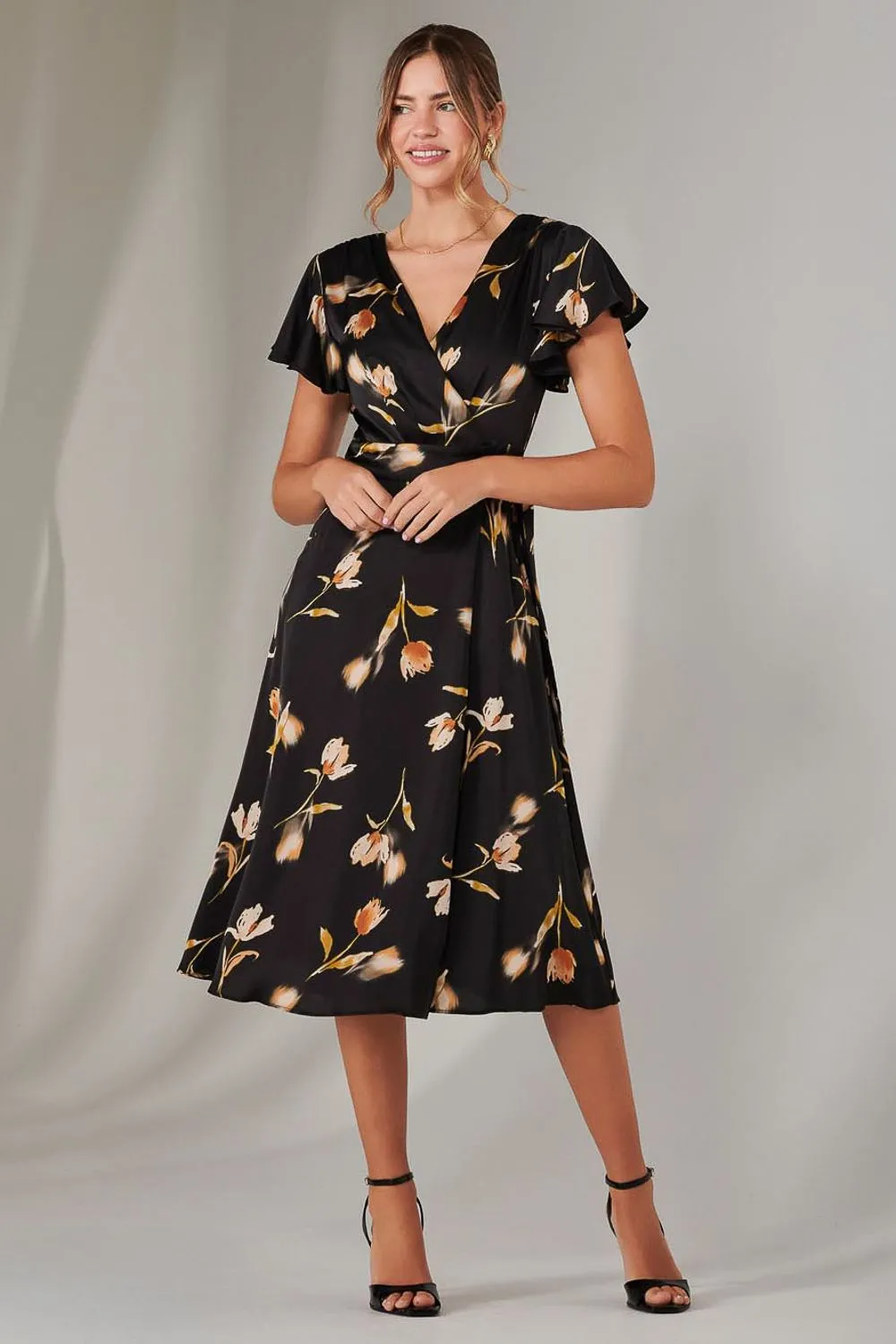Wrap Front Midi Dress