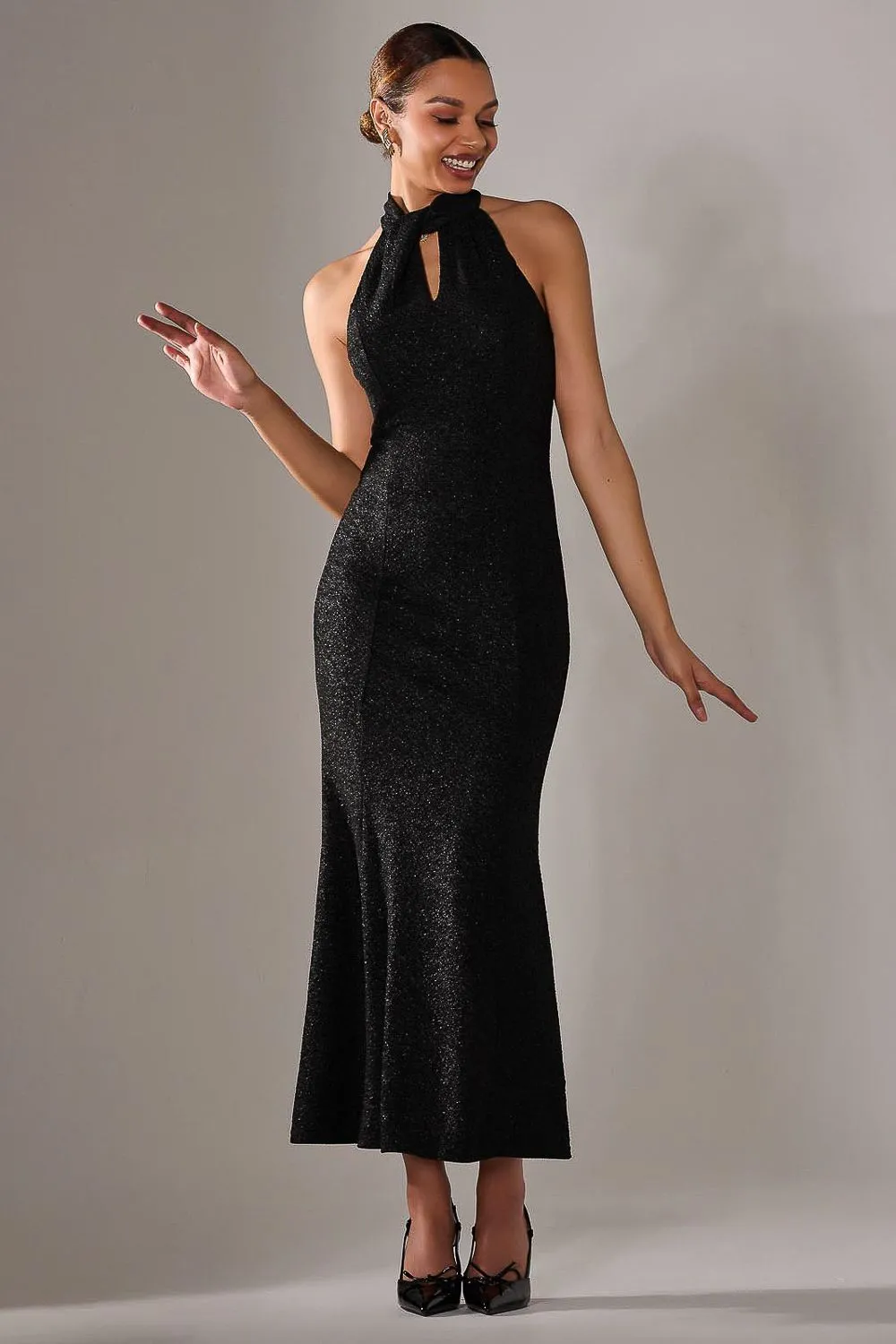 Halter Neck Fishtail Maxi Dress