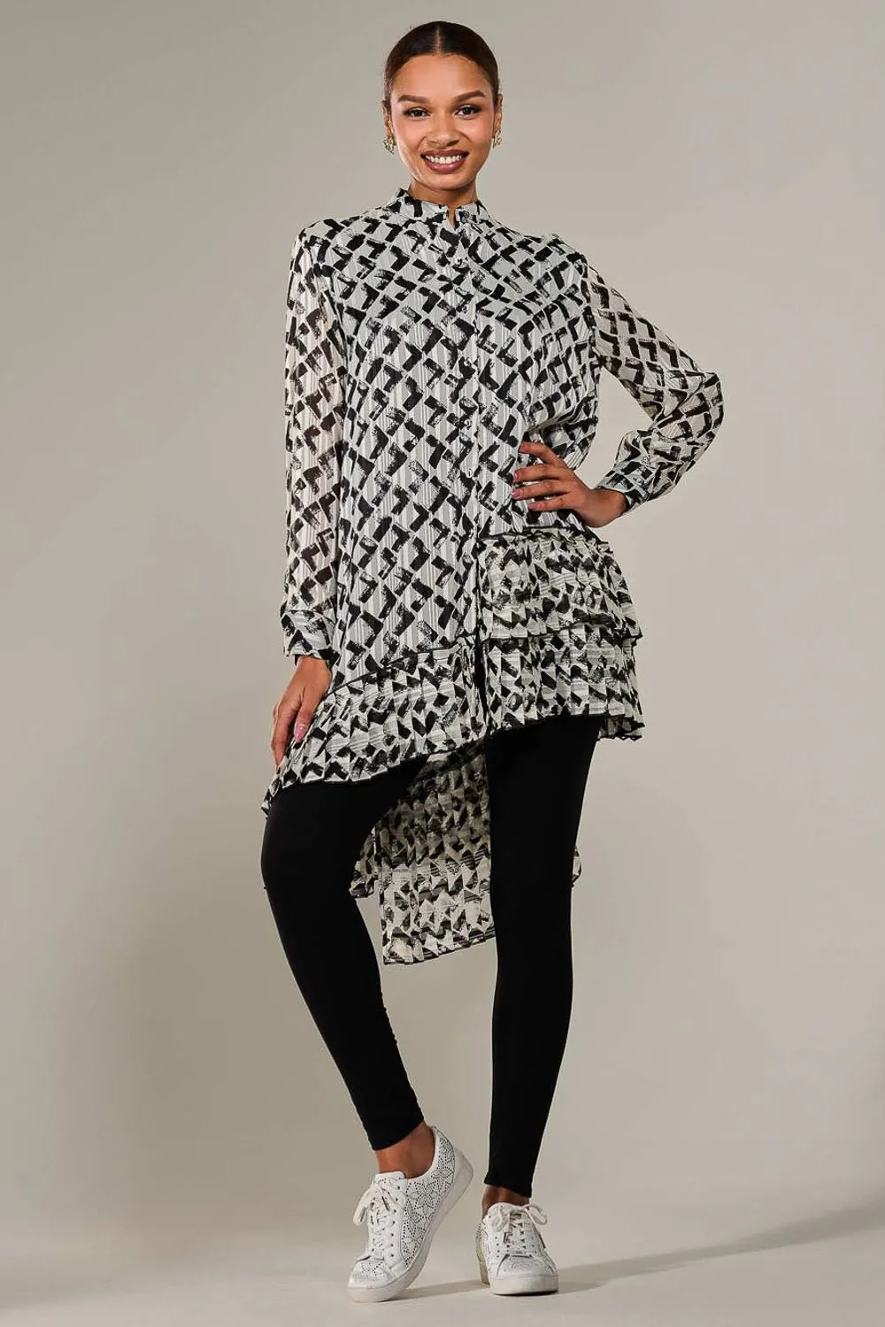 Dipped Hem Shirt Midi Dress