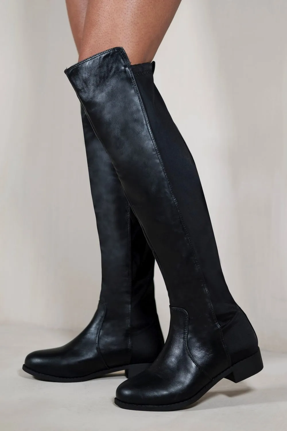 'Diem' Over Тhe Knee Pull On Boots with Low Heel