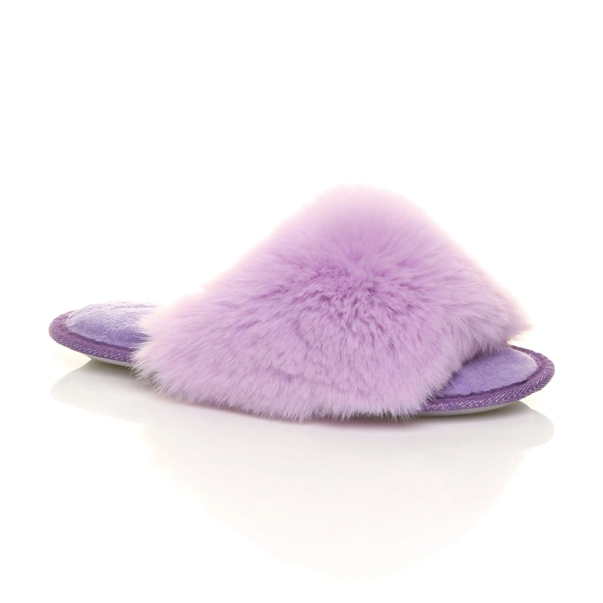Flat  Heel Fluffy Peep Toe  Slippers