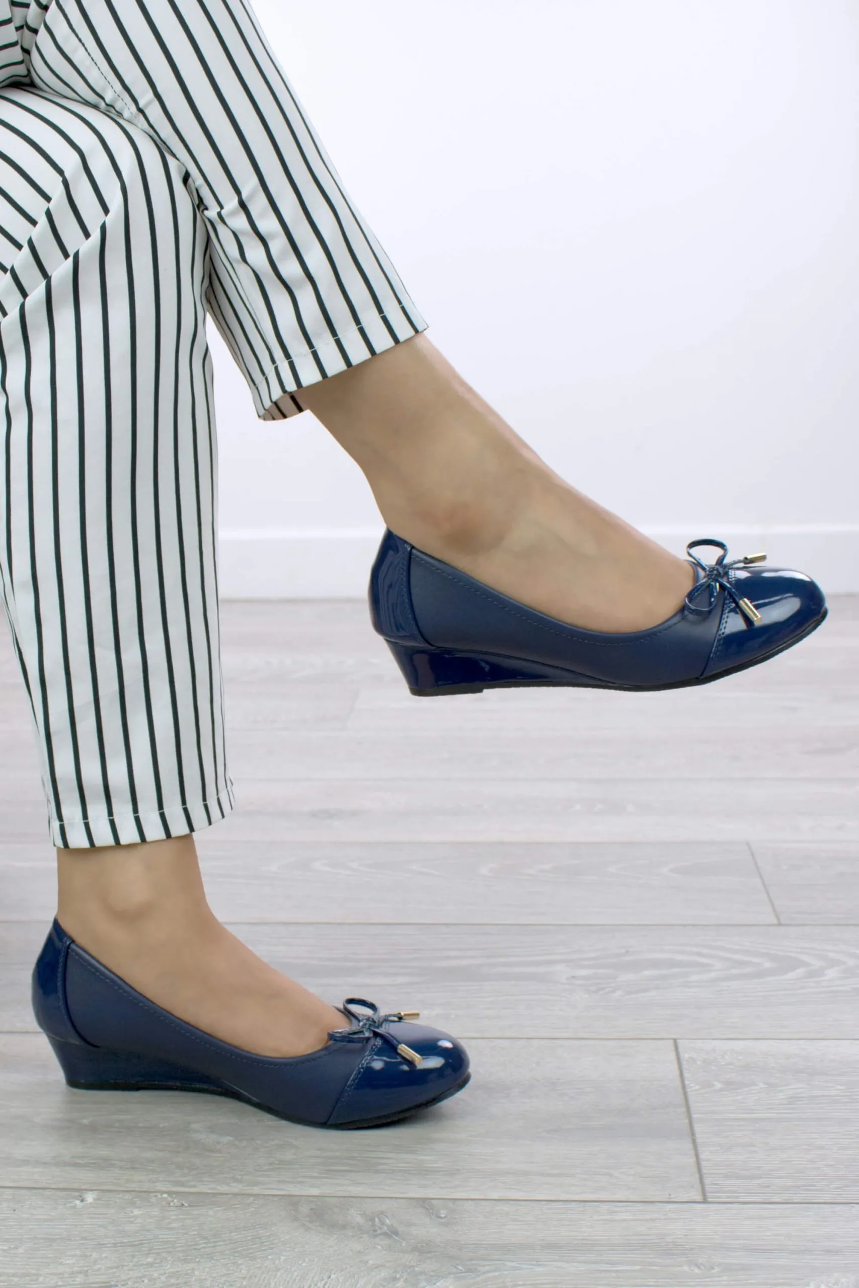 Mid Wedge Heel Comfort Ballerina Dolly Court Shoes