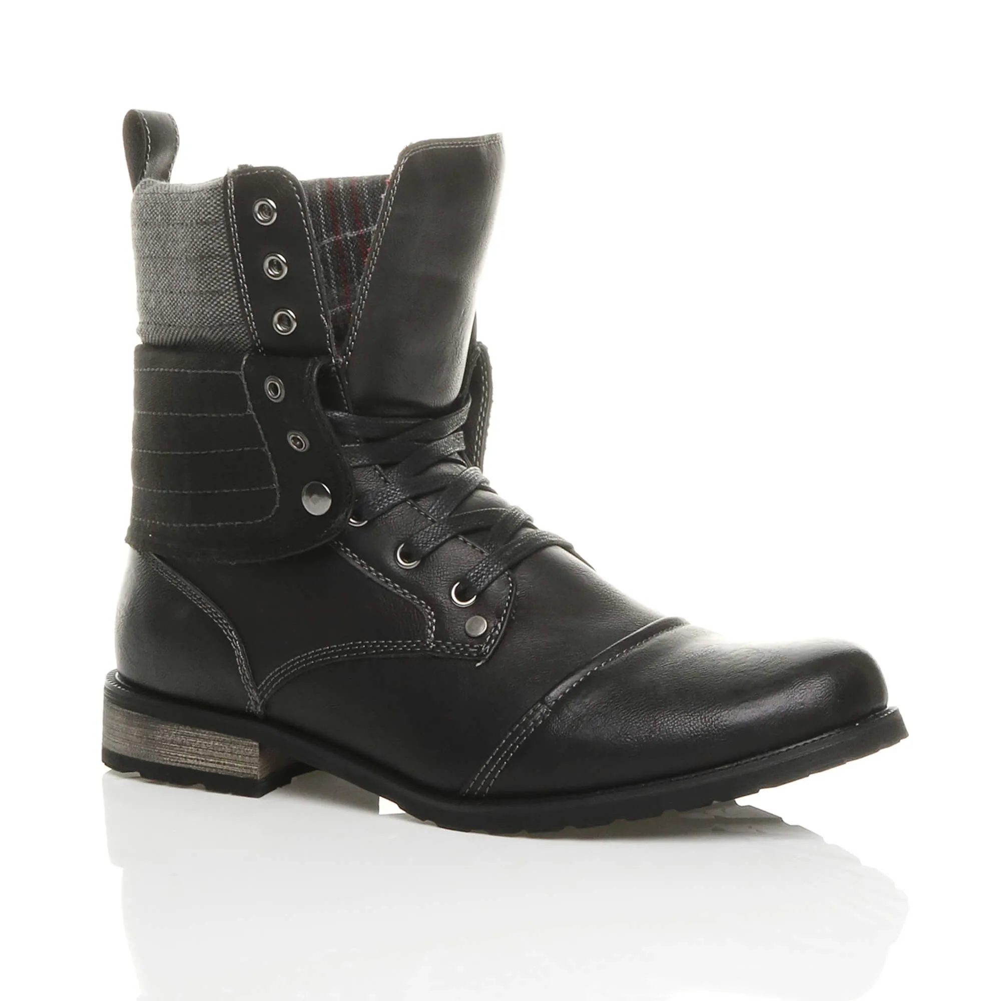 Low Heel Lace Up Biker Military Ankle Boots