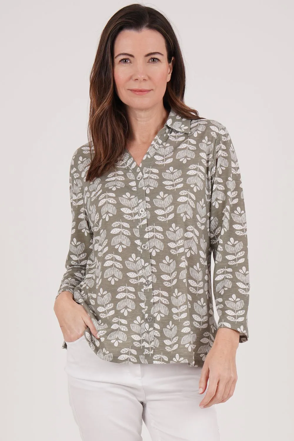 Mod Leaf Print Top