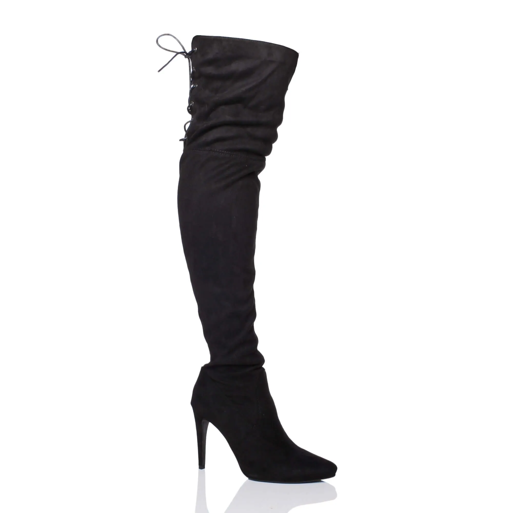 High  Heel Stretchy Fitted Sock Faux Suede Over The Knee Boots