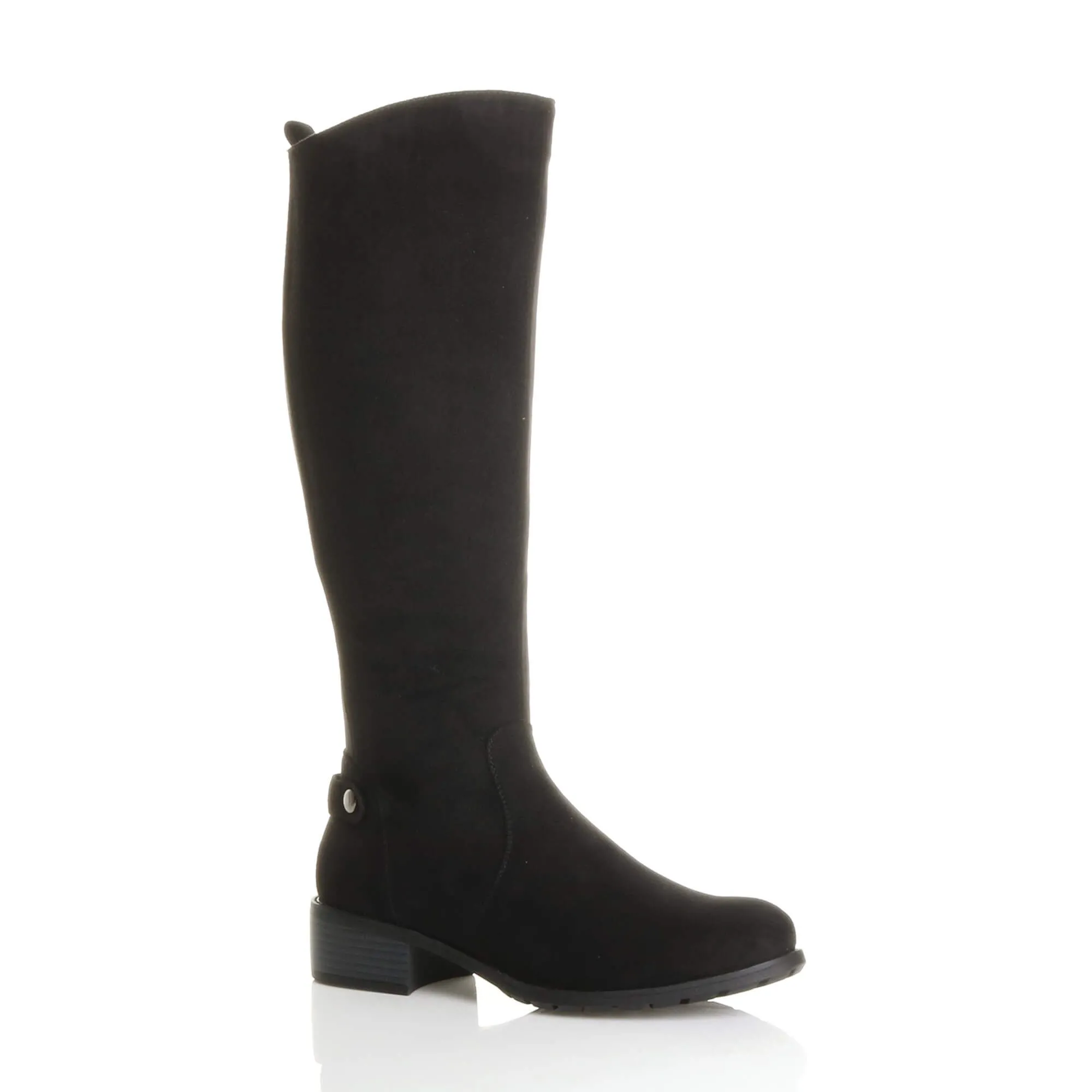 Low Heel Riding Faux Suede Calf Boots