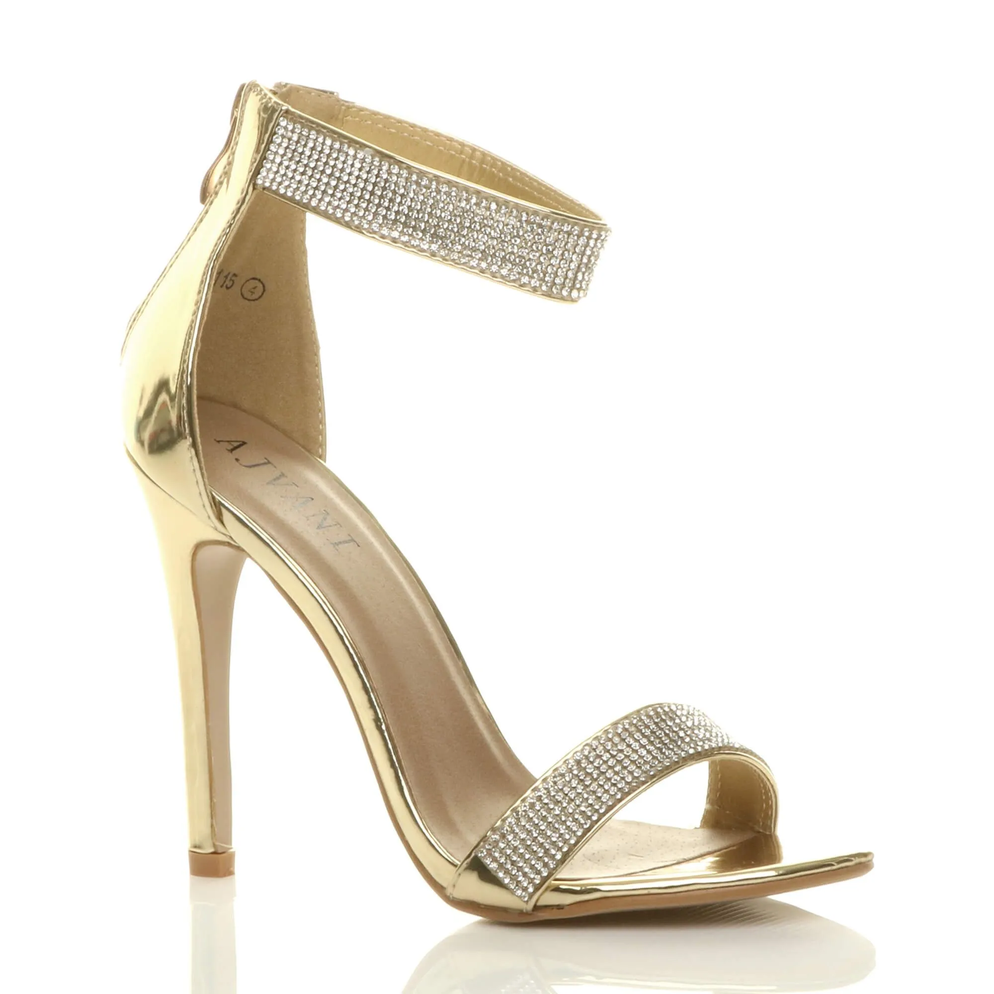 High  Heel Diamante Barely There Patent Heeled Sandals