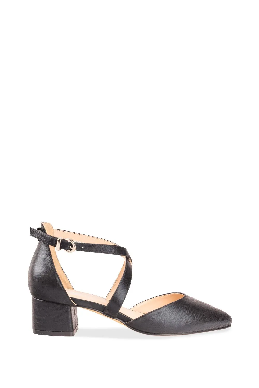 'Fran' Wide Fit Low Block Heel Court Shoe