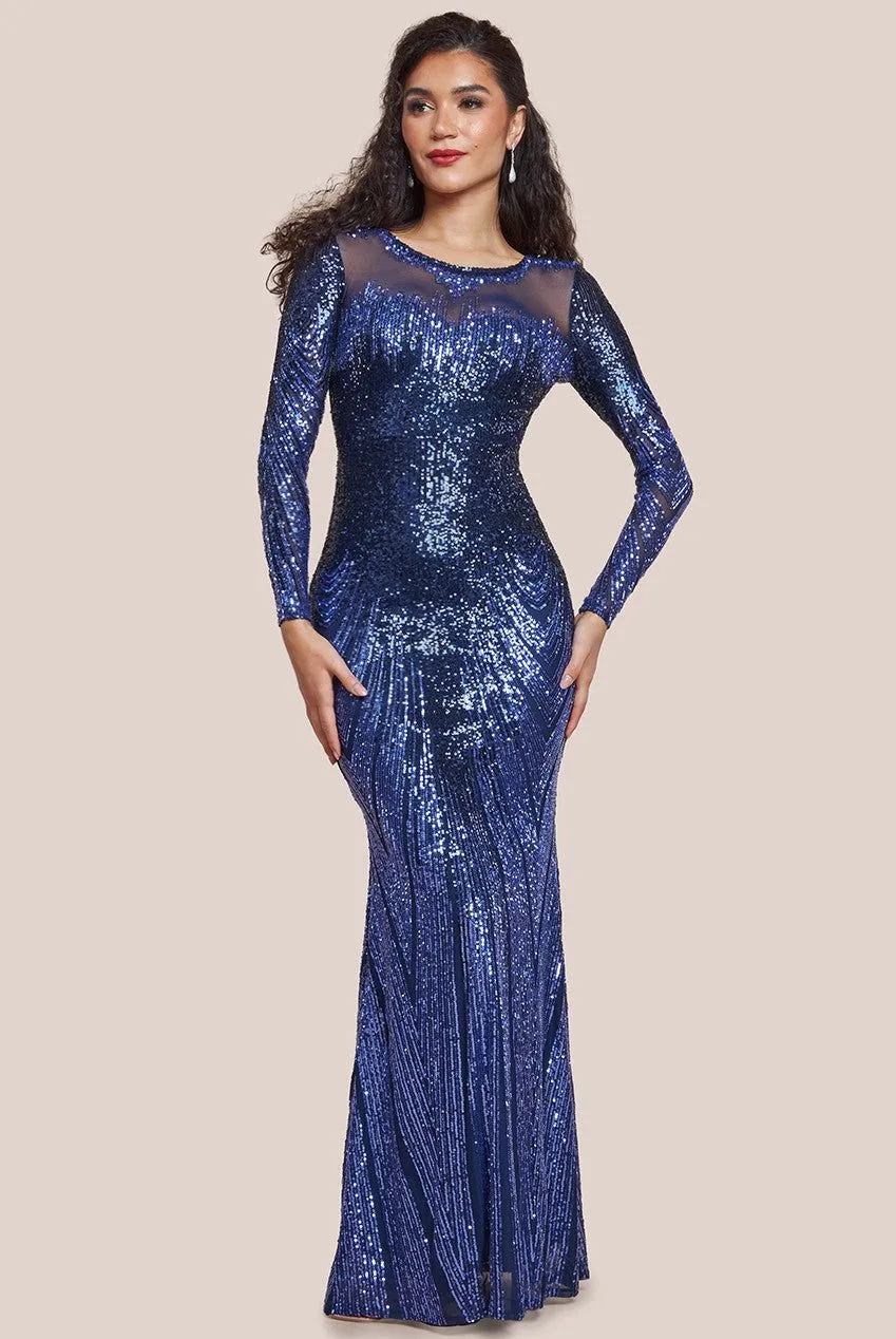 Long Sleeve Aztec Sequin Maxi