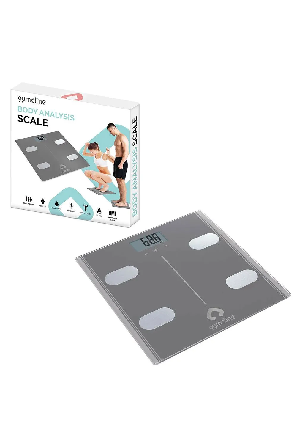 Gymcline Body Analysis Scale with BMI Report & Calorie Intake Guide, Space Grey