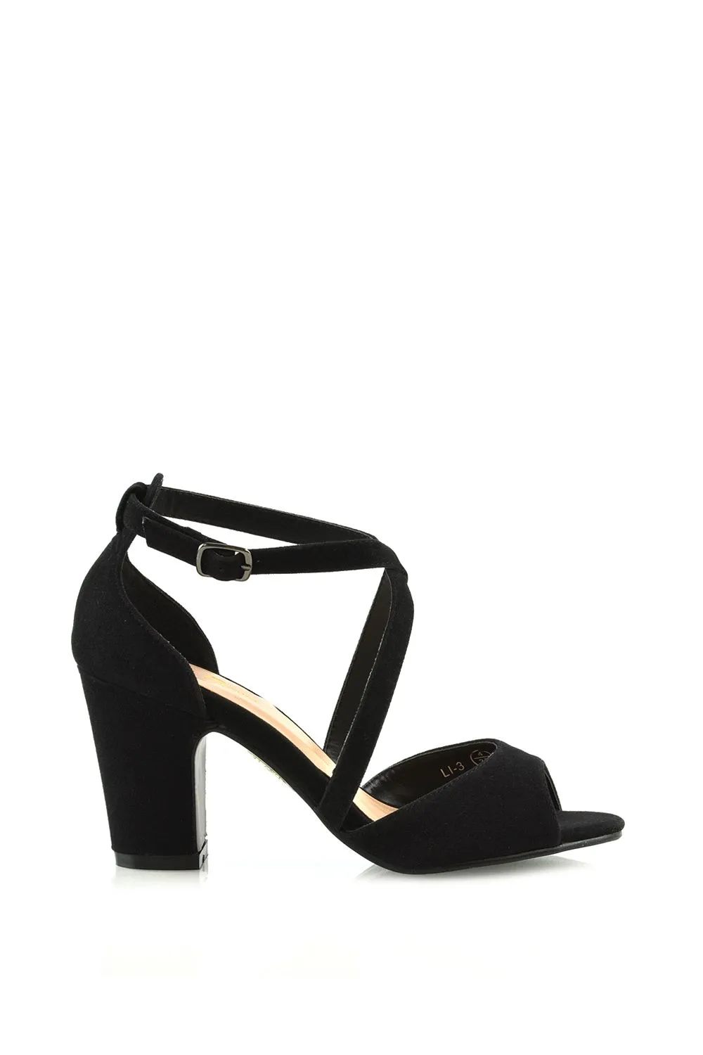 'Alice' Strappy Peep Toe Mid Block High Heel Sandal Shoes