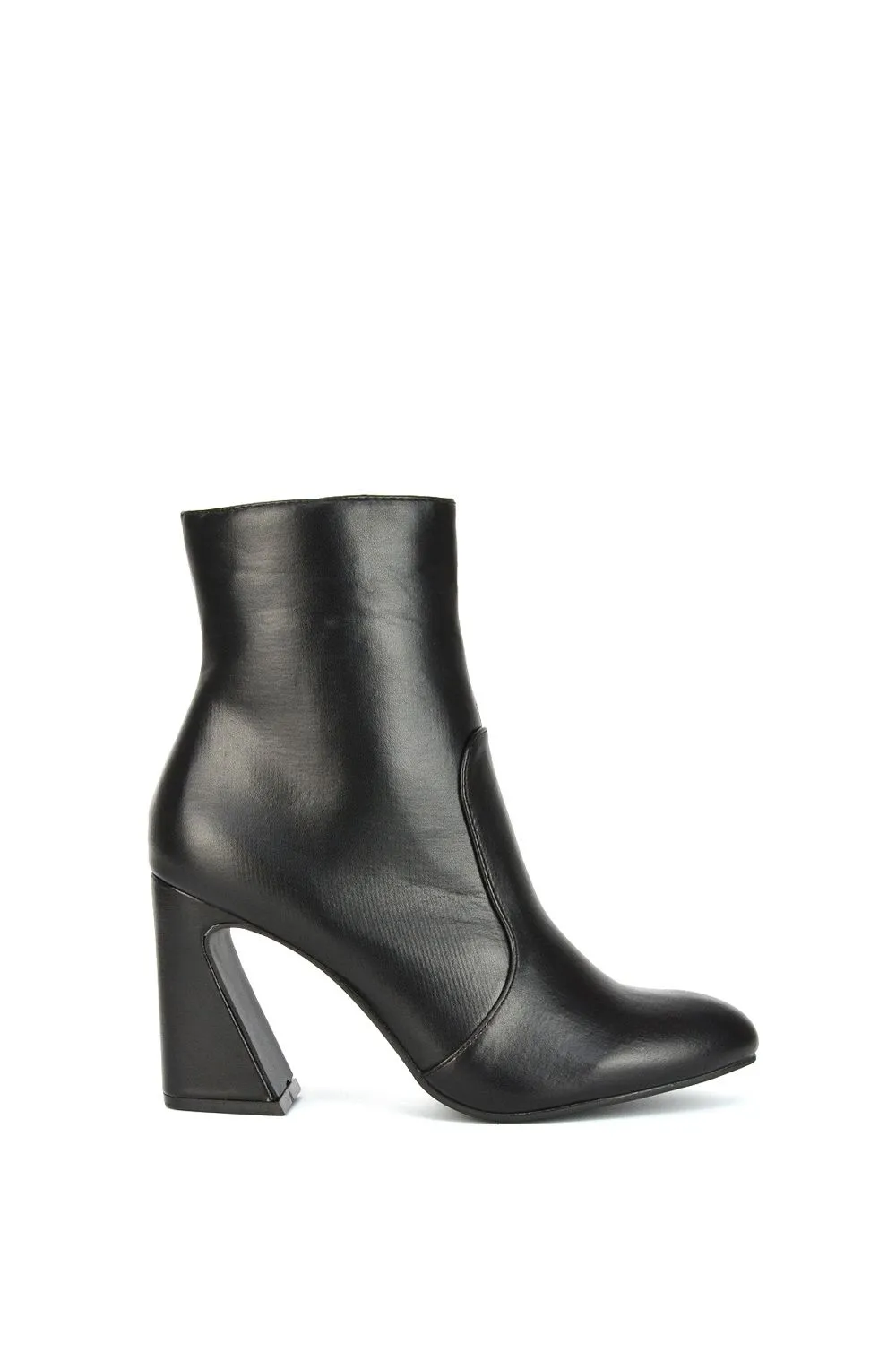 'Sabrina' Mid High Flared Sculptured Heel Zip-Up Ankle Boots