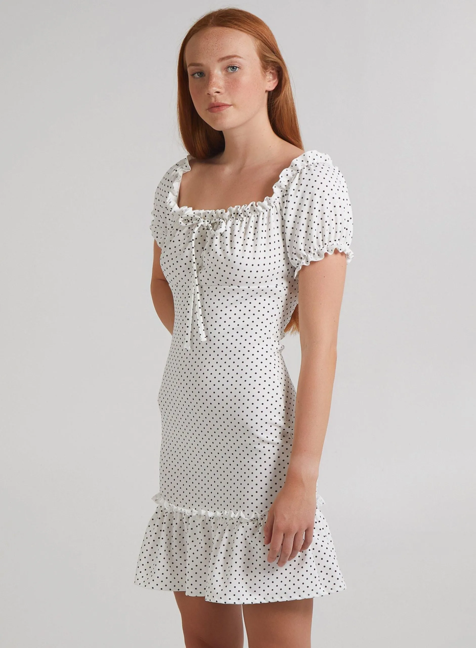 Cute Spotty Puff Sleeve Dress