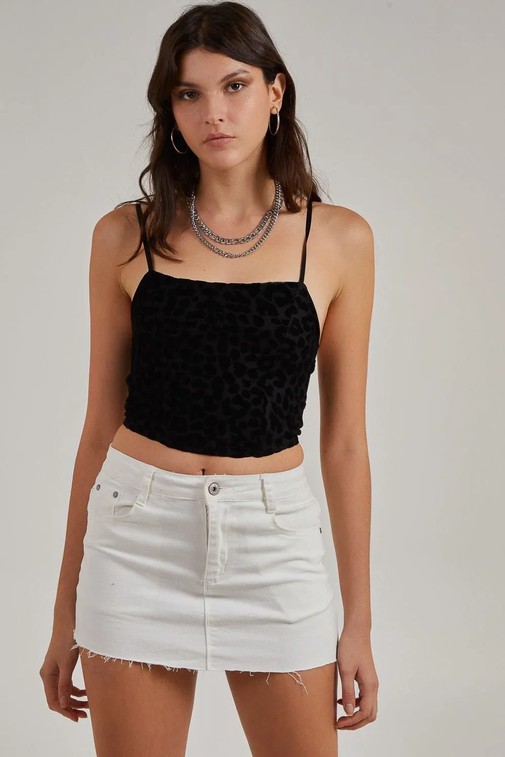 Animal Flocked Corset Top