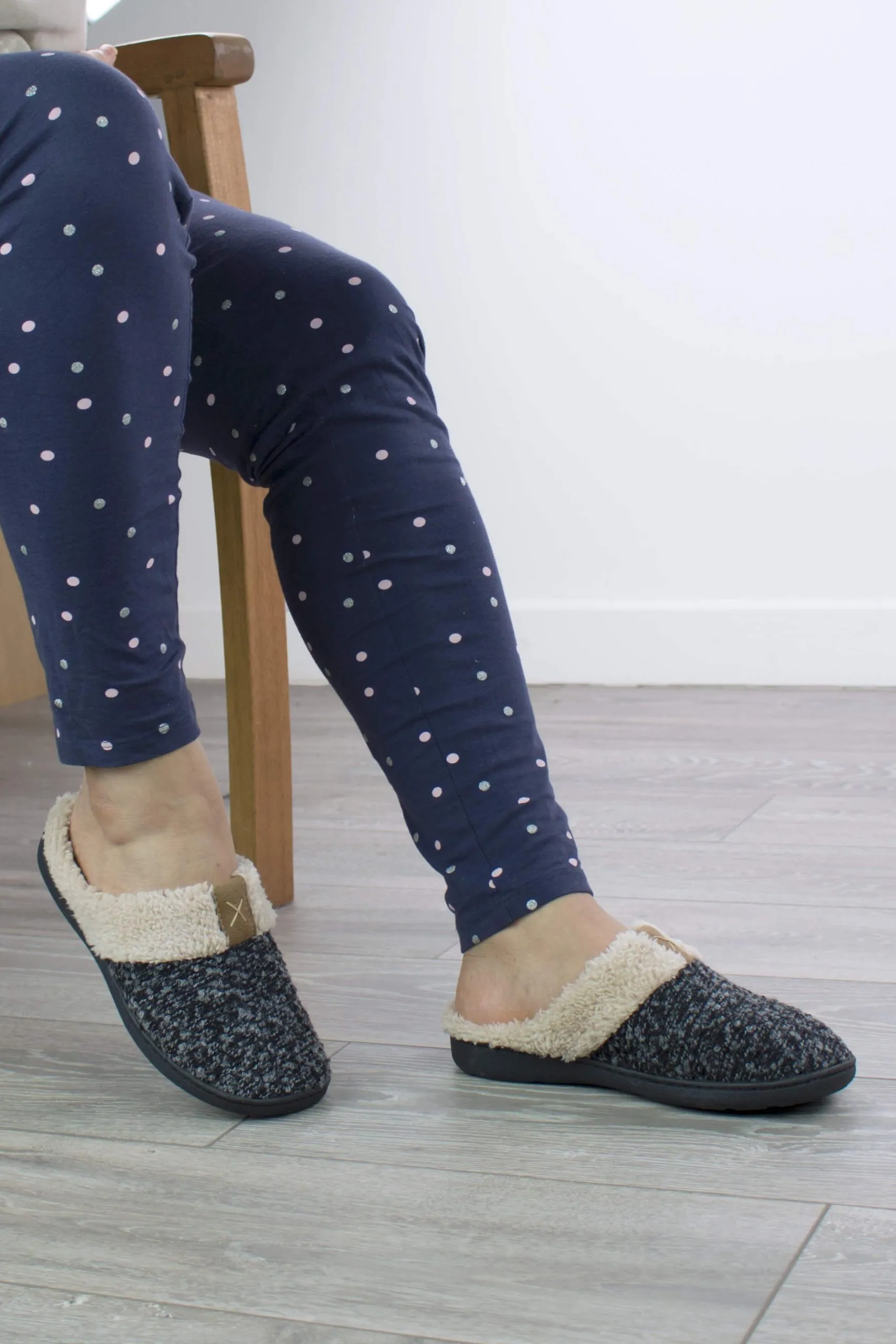 Heel Faux Fur Lined Cosy Winter  Slippers